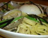 アサリとアスパラの塩パスタ温泉卵のせ作り方6写真