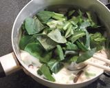 小松菜と豆腐のかき玉クリームスープパスタ作り方2写真