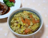 お豆パワーの和風カレースープパスタ作り方6写真