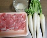 大根と豚コマの、ごま油いため塩麹味作り方1写真