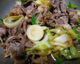 葉ニンニクと牛肉の…すき焼き風煮作り方3写真