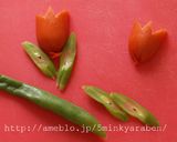 【キャラ弁】ウインナーのチューリップ弁当作り方4写真