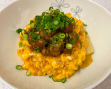 白菜漬けと納豆の卵とじ♪なめこがけ作り方7写真