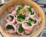 ネギとシイラの豚バラ巻きの蒸籠蒸し作り方3写真