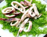 わさび菜とイカのサラダ　山葵塩麹ドレ添え作り方4写真