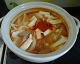 スープパスタ♪ピリ辛チゲ風トマト味作り方1写真