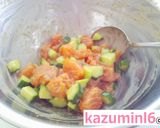 サーモンのごまドレ丼作り方2写真