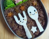 キャラ弁＊ﾌｫｰｸ・ｽﾌﾟｰﾝ弁当＊作り方1写真