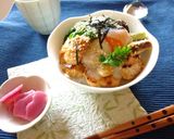 鶏と野菜と温泉卵の塩麹丼作り方11写真