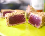 鮪や鰹でゴマの黄金焼き・にんにくポン酢作り方8写真