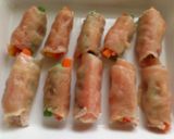 簡単ﾍﾙｼｰ☆鳥むね肉のウマ肉巻き節約作り方7写真