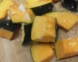 かぼちゃとお豆のとろとろデリ風サラダ作り方1写真