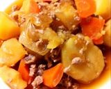 簡単ノンオイル＊優しい味の豚ひき肉じゃが作り方5写真