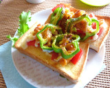 唐揚げとトマトのカレー風味トースト作り方4写真