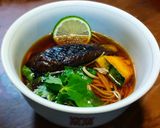 焼き茄子とへべすの温かい蕎麦作り方6写真