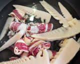 簡単★水煮たけのこと牛肉のお味噌汁作り方2写真