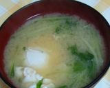 簡単お味噌汁☆卵と水菜作り方3写真