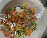 レンジ簡単シーフード風味タコス味炒飯弁当作り方3写真