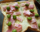 ベーコン×新玉葱×枝豆の和トースト作り方2写真