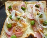 ベーコン×新玉葱×枝豆の和トースト作り方3写真