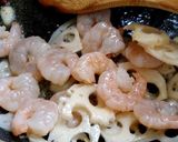 春キャベツと海老と蓮根のパスタ。作り方5写真