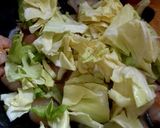 春キャベツと海老と蓮根のパスタ。作り方6写真