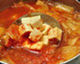 韓国料理ー豆腐とアサリ入りのキムチスープ作り方4写真