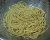 オッサンの絹さやと温泉卵のカルボナーラ作り方3写真