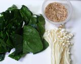 法蓮草・ツナ・えのきの麺つゆバター炒め★作り方1写真