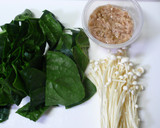 法蓮草・ツナ・えのきの麺つゆバター炒め★作り方1写真
