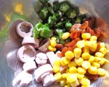 魚ニソ×福神漬け×オクラのカレーマヨ和え作り方3写真