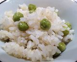 サヤも利用☆グリーンピース豆ごはん作り方5写真