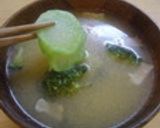 ブロッコリーの茎とベーコンのお味噌汁作り方6写真