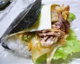 大きなおむすび☆チーズのっけて豚キムチ作り方3写真