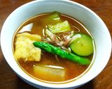 青トロ茄子、オカワカメ、薄揚げのお味噌汁作り方8写真