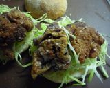 消費♪刺身醤油de唐揚げバーガー作り方6写真