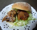 消費♪刺身醤油de唐揚げバーガー作り方7写真