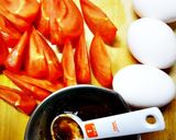 醤油麹deトマトと卵の炒めもの作り方1写真