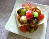 なめこと茄子とトマトの冷奴作り方5写真