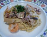 魚介のクリームパスタ~和風テイスト作り方7写真