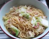 舞茸ベーコン白菜のニンニクオリーブ油の炒めパスタ作り方12写真