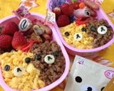 ☆キャラ弁☆簡単リラックマの二色丼弁当作り方3写真