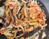 ナスと鶏胸肉のヘルシーとまとパスタ作り方4写真