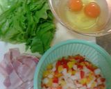 超簡単!!彩りレタスチャーハン作り方1写真