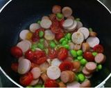 枝豆とウインナーとトマトのペペロンチーノ作り方4写真