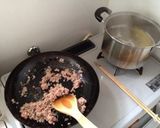 切り昆布とひき肉のパスタ作り方2写真