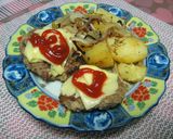 鉄板deハンバーグ&ポテト作り方4写真