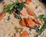 鮭とほうれん草のクリームパスタ作り方5写真