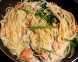 鮭とほうれん草のクリームパスタ作り方6写真