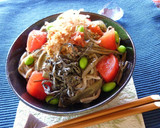 梅ツナトマトとじゅんさいの冷やしそば作り方6写真